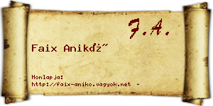 Faix Anikó névjegykártya